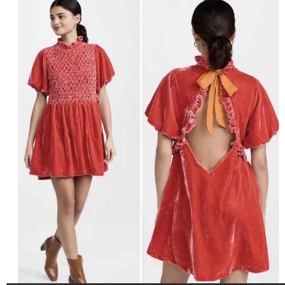 NWT Free People Gum Drop Mini Dress Size xl. Color is "tangerine"